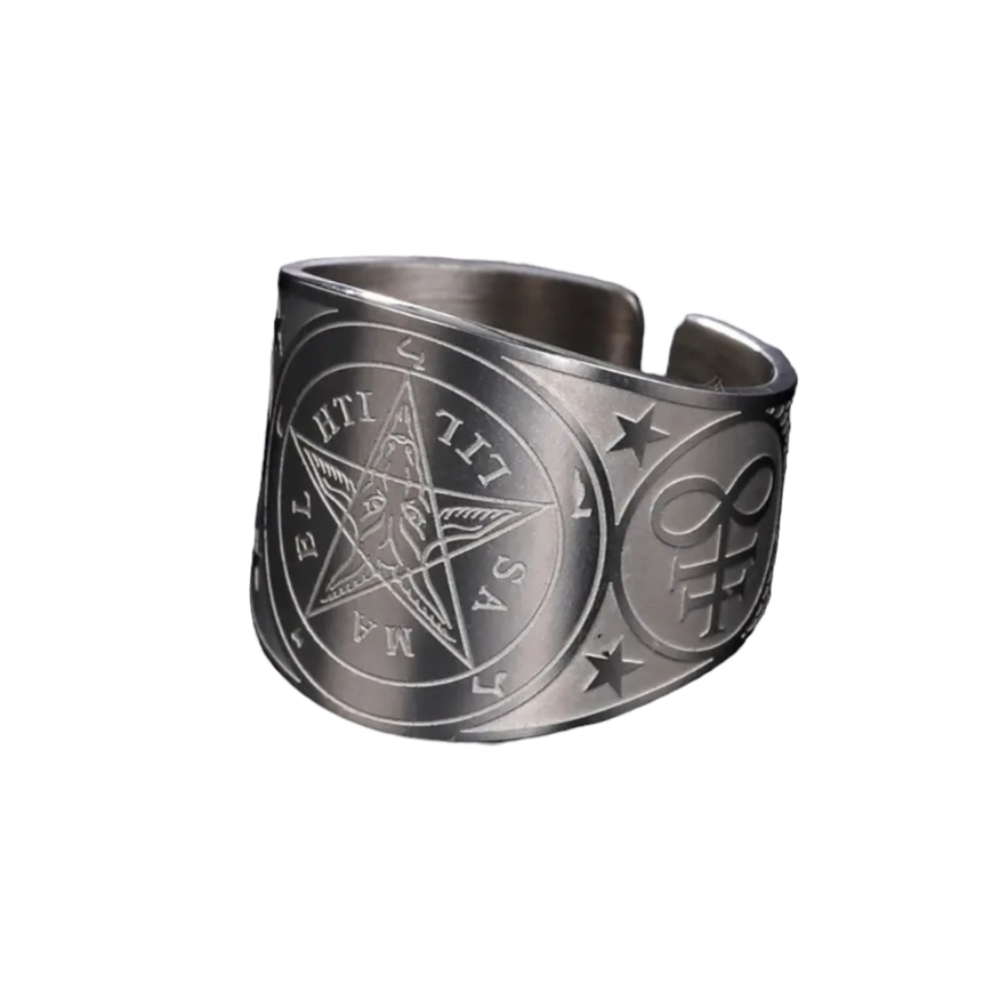 Satanic Symbols Ring